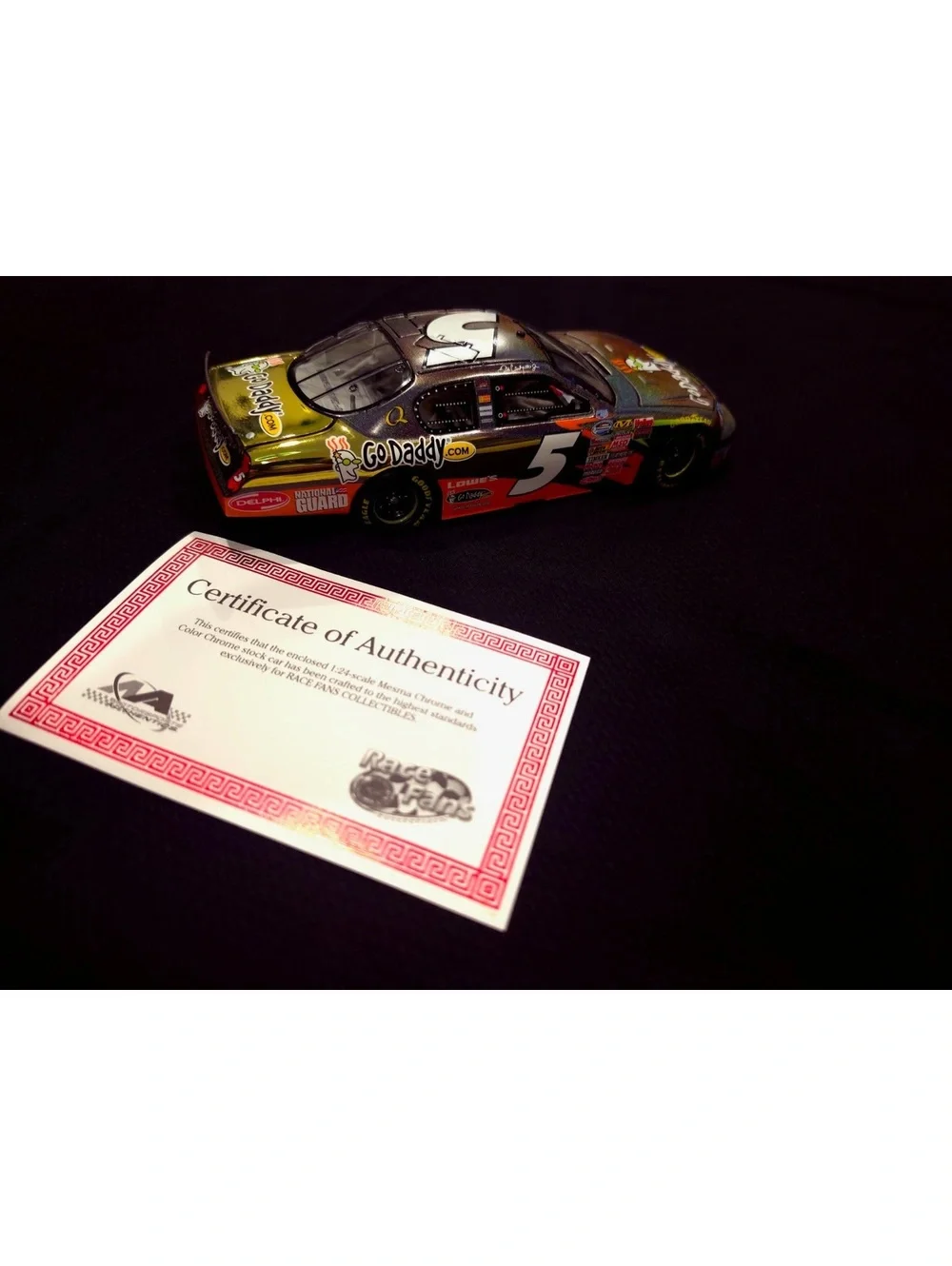 1:24 Scale Mesma Chrome and Color Chrome Stock Car with Certificate of Authentic